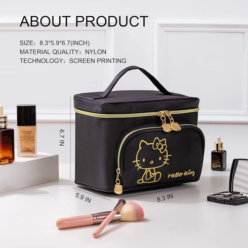 Make up Bag Travel Cosmetic Bags Brush Holder Zipper Pouch Case Organizer Cute Organizer Suitable for Purse for Women (Black-B)...