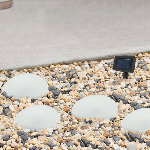 SUNNYPARK Solar Garden Lights Outdoor Set of 4 Plastic Pebble Shape Decorative Rock Lights Waterproof - Warm White...