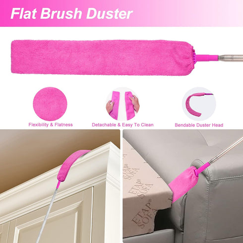 15PCS Microfiber Feather Duster Set Bendable & Washable with 100-inch Extension Pole Dusters for Cleaning High Ceiling Fan, Blinds, Cars, Furnitur...
