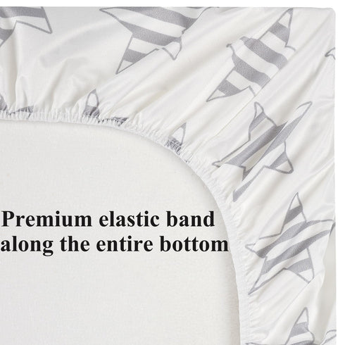 Waterproof Changing Pad Cover Set 2 Pack Stretch Jersey Knit Super Soft Grey Love & Stars...