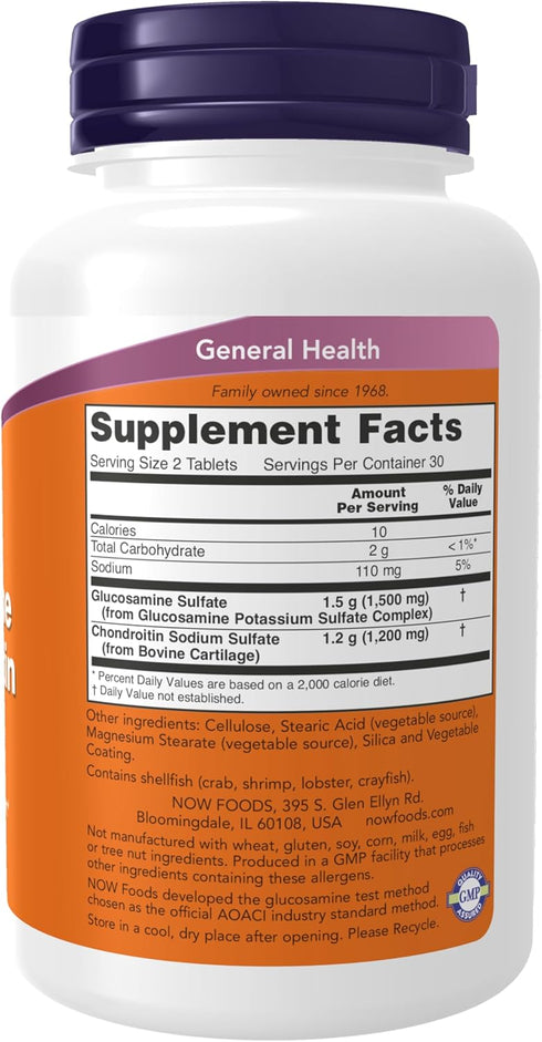 NOW Supplements, Glucosamine & Chondroitin Extra Strength, Sulfate Forms, 60 Tablets...