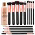 Luxe Premium Makeup Brushes Set for Face and Eye - Synthetic Brushes for Foundation, Powder, Blush, Eyeshadow - Brush Cleaning Solution Included -...