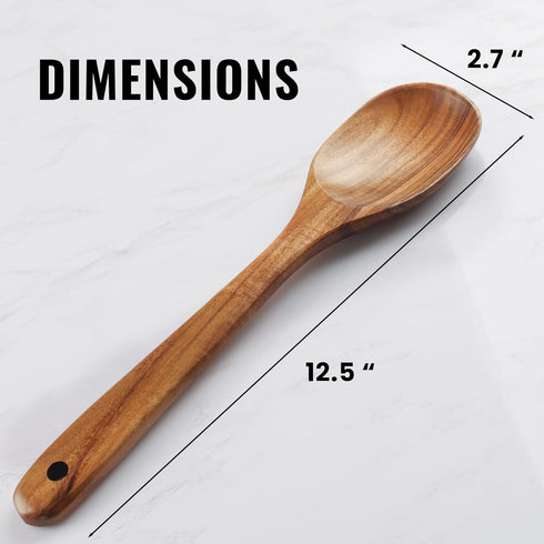 Zulay Kitchen Premium Large Teak Wooden Spoon For Cooking - Durable Wooden Cooking Utensil, Perfect Wooden Kitchen Utensil Set Addition, Smooth Fi...
