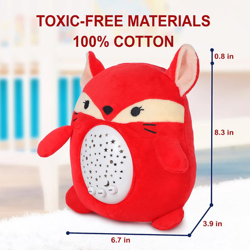Baby Sleep Soother Happy Fox - Toddler Portable Sound Machine with Night Light Projector - Plush Toy Crib Soother with Music and Lights to Aid Sle...