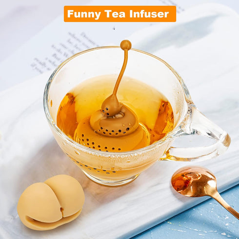 Noviko 2 Pack Butt Poop Tea Infuser for White Elephant Gift,Silicone Cute Tea Infusers for Loose Tea...
