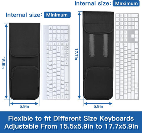 Keyboard Sleeve Travel Case for Wireless Slim Full-Size Keyboards (up to 17.7 Inches), 5.9" x 15.5" up to 5.9" x 17.7" Neoprene Protective Keyboar...