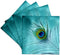 3dRose CST_211236_3 Peacock Feather on Turquoise Background Ceramic Tile Coaster (Set of 4)...