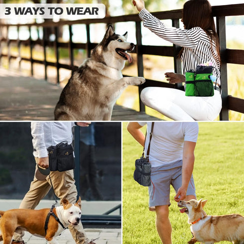 POPMISOLER Dog Treat Training Pouch for Dog Training with Poop Bag Dispenser and Multiple Pockets, Dog Walking Bag Adjustable Waist Belt Clip Shou...