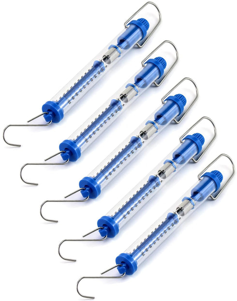 QWORK Plastic Tubular Spring Scale - 5 Pack 1000g/10N Capacity, Grams & Newton Calibration, Zeroing Capability, Clear Plastic Body Spring Balance ...