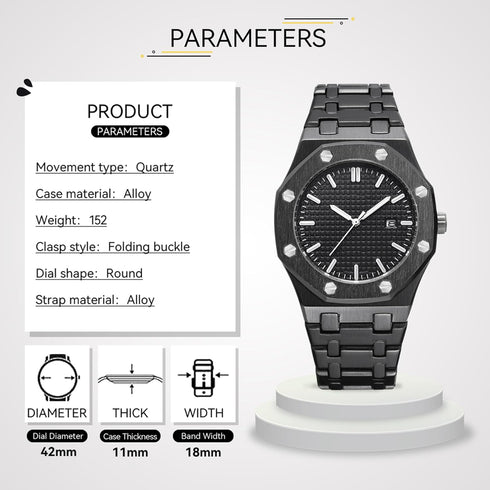 BARAMON Men's Watches, Royalty Stainless Steel Quartz Movement Date Male Clock Waterproof Luminous Hands Casual Business Wrist Watches for Men...