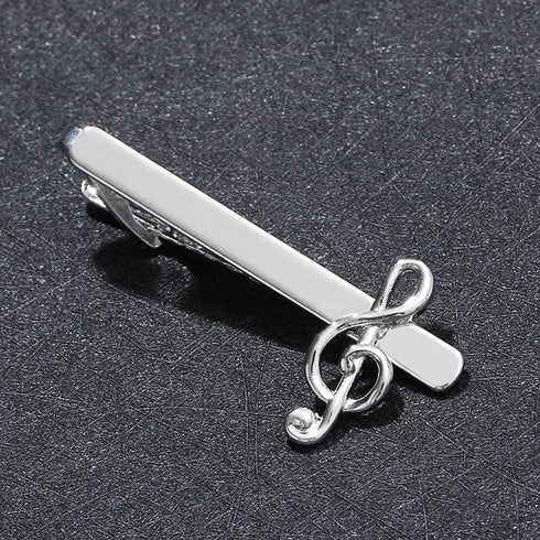 Business Tie Bar Men Tie Clip Creative Silver High-end Fashion Clips Gifts Charms Jewelry Pins Music Note Decoration Shirt Suit Clothing Accessori...