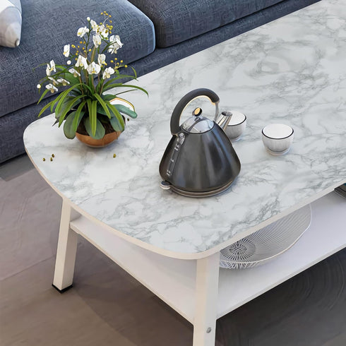 Glossy Marble Paper Granite White Gray Wallpaper 11.8"x78.7" Peel and Stick Wallpaper Vinyl Self Adhesive and Removable Renovated Contact Paper fo...