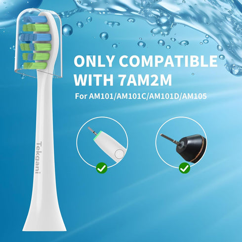 5 Pack Replacement Heads Compatible with 7am2m AM101/AM105 Electric Toothbrush,White...
