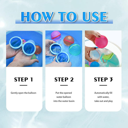 4Pcs Reusable Water Balloons Refillable Water Balloons Quick Fill Self-Sealing Soft Silicone Water Bombs Splash Balls for Fun Outdoor Water Fight ...