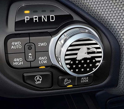 Dial Shifter Trim Plate Etched American Flag Eagle Emblem, Gear Shift Switch Knob Cover Fit for Chrysler Pacifica, Chrysler 200/300, Dodge Durango...