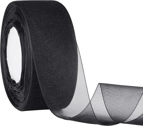 1-1/2 Inch Sheer Organza Ribbon, 50 Yards/Roll (Black)...