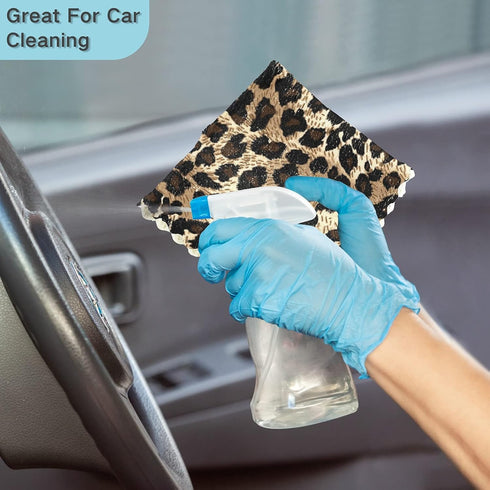 ALAZA Leopard Cheetah Prints Animal Kitchen Towels Dish Clothes for Drying Dishes Cleaning Washing Super Soft & Absorbent Nonstick Oil, 11x11 Inch...