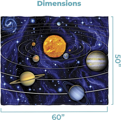 Dawhud Direct Fleece Throw Blanket - 50x60-Inch Plush Space Blanket with Solar System Design for Kids and Adults - Soft and Cozy for Bed, Couch, o...