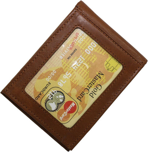 Men's Lambskin Leather Spring Money Clip Compact Bifold Front Pocket Wallet...