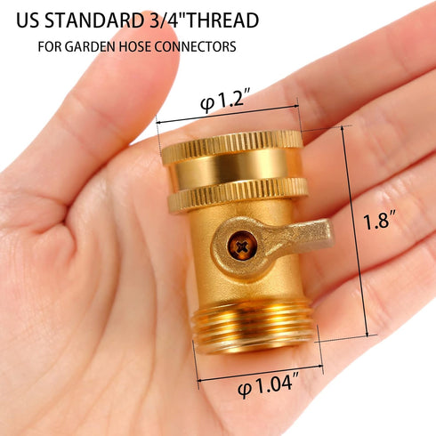Water Hose Shut Off Valve, Heavy Duty 3/4 Inch Solid Brass Garden Hose Connector...
