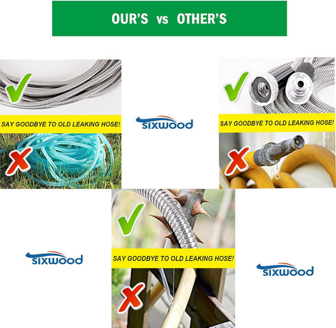 Metal Short Lead Hose 1FT,Stainless Lead Water Hose, Connector Extension Attachments, Heavy Duty Small Hoses for Yard, Outdoor - Flexible, Never K...