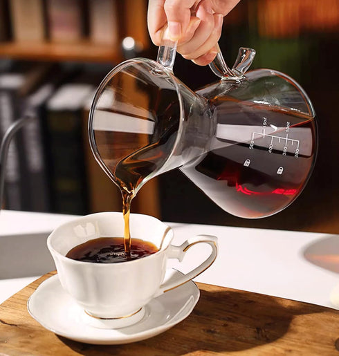 Pour Over Coffee Maker - Elegant Drip Coffee Maker with Reusable Stainless Steel Filter/Dripper, Lead-Free Borosilicate Glass Coffee Carafe for 1-...