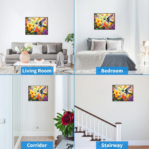Gearock Hummingbird Diamond Painting Kits, Flowers Bird Diamond Art Kits for Adults, DIY Gem Art Crafts for Room Bedroom Living Room Bathroom Deco...