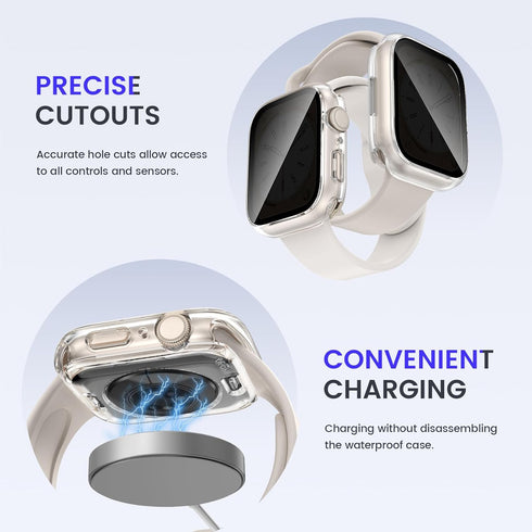 Goton 2 in 1 Privacy Waterproof Apple Watch Case for Series 6 5 4 SE/SE 2nd Screen Protector 40mm, Front Anti Spy Tempered Glass Face Cover + Back...