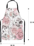 Britimes Apron Home Kitchen Cooking Baking Gardening for Women Men with Pockets Pink Flowers Leaves Watercolor Floral 32x28 inch...