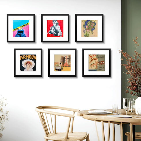 Golden State Art 12x12 Black Frame Use as 8x8 Picture Frame with White Mat or 12x12 Picture Frame without Mat - Solid Wood and Tempered Glass-Wall...