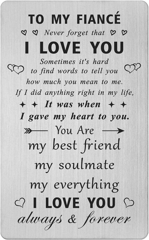 to My Fiancé Gifts - I Love You Future Husband Gifts for Birthday Wedding Anniversary Engraved Wallet Card Gifts...