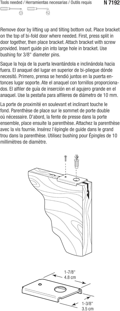 Prime-Line N 7192, Top or Bottom Mount, For Wood (2-Pack) Bi-fold Door Repair Bracket, Mill...