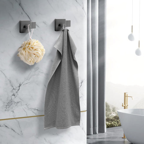 Towel Hooks Robe Hook Coat Hook Stainless Steel Heavy Duty Bathrooms Square Hooks wall mounted for Bathroom Kitchen Bedroom 2 Pack Grey...