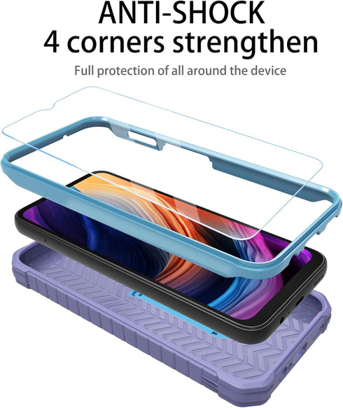 DUOPAL for Samsung Galaxy A14 Case, Military Grade Protection Shockproof Case with Tempered Glass HD Screen Protector and Kickstand Compatible wit...