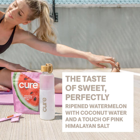 Cure Hydration | Plant-Based Electrolyte Drink Mix | No Added Sugar | Dehydration Relief Powder Made with Coconut Water | Non-GMO | Vegan | Pouch ...