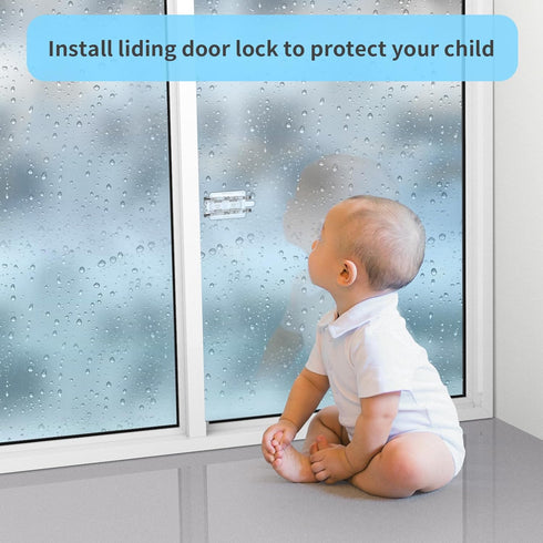4 Pcs Child Proof Sliding Door Lock, Sliding Glass Window Safety Lock for Patio Door, Sliding Wardrobe Door, Closet Door, No Drilling Required....