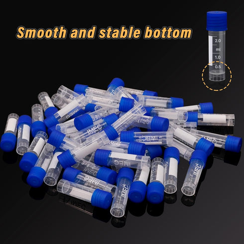 100 Pcs 2ml Small Vials with Screw Caps Centrifuge Tubes Plastic Sample Tubes Cryogenic Vials Graduated Bottles Test Tubes with Lids (Blue)...