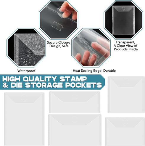 20 Pcs 6.4x6.4inch Stamp & Die Storage Pockets Resealable Clear Plastic Seal Bags Storagefor Cutting Dies Stamp Crafts for DIY Scrapbooking Paper ...
