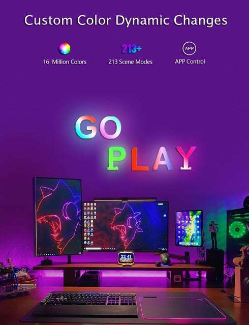 Cute Nightstand Desk Letter Lamps - Alphabet character LED Letter Lights Smart APP with Music Sync Beside Table Lamp for Bedroom Nightstand Gift R...