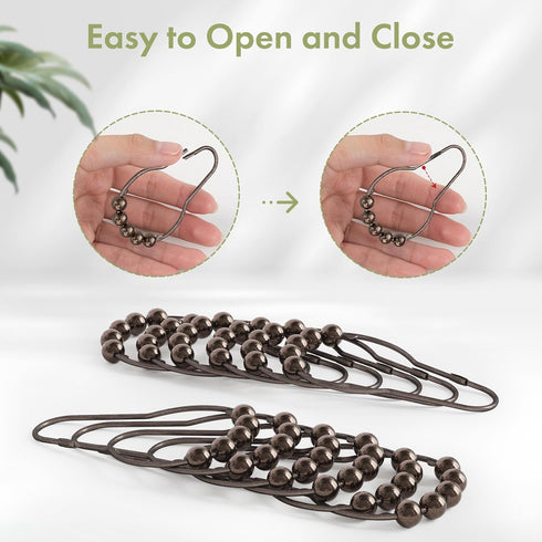 Amazer Shower Curtain Hooks, Decorative Bronze Shower Curtain Hooks,Stainless Steel Rust-Resistant Shower Hooks for Curtains-Set of 12...