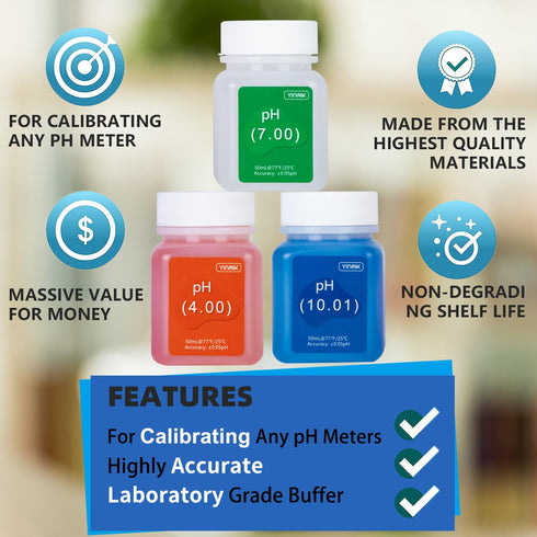 pH Meter Calibration Solution Kit(4.00,7.00&10.01) with pH Electrode Storage Solution Kit,3 Bottles pH Calibration Buffer Solution and 2 bottels K...