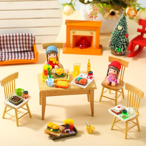 38 Pcs Miniature Food Toy Miniature Doll House Accessories Miniature Play Sets Small Doll Food Dollhouse Food, Hamburger Fries Soda Milk Juice Fas...