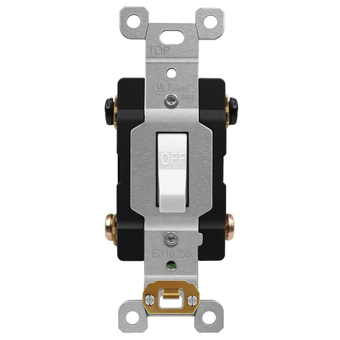 ENERLITES 30 Amp Double-Pole Toggle Light Switch, 30A 120/277V, Self-Grounding, Industrial Grade, UL Listed, 82300-W, White...