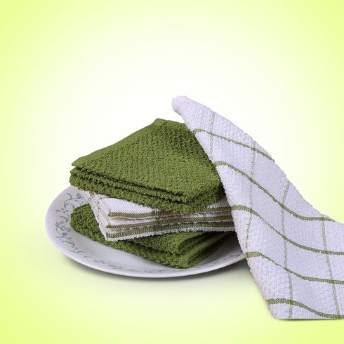 AMOUR INFINI Cotton Kitchen Dish Cloths Set of 8 – Highly Absorbent, Super Soft Premium Terry Cleaning Cloth (12"x12" Inch) Premium Dishcloths for...