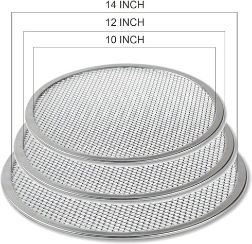 Pizza Screen, 3PCS Aluminum Alloy Seamless Pizza Screen Non Stick Mesh Net Baking Tray Cookware Kitchen Tool For Oven, BBQ 10 inch and 12 inch,14 ...