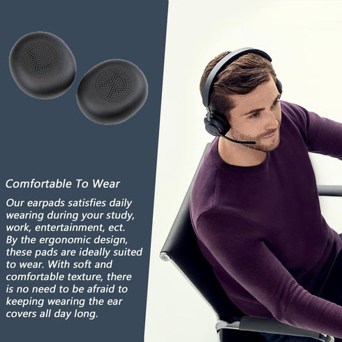 Replacement Ear Pads Compitable with Jabra Evolve2 65 MS/65 UC/USB, Earpads Cushions for Evolve2 40 UC/MS/USB, Headset Ear Covers Also Fit Jabra E...