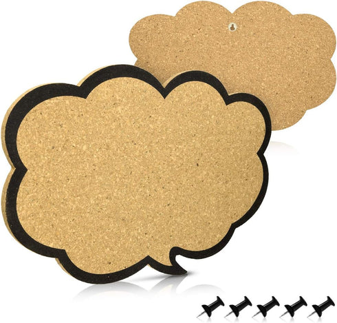 Navaris Cork Board Bulletin Board - Thought Bubble Design 11 x 17 in, includes 5 Pins - Message Noticeboard Memo Shape Display Pinboard...