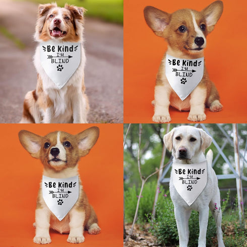 Be Kind I’m Blind Triangle Dog Bandana Funny Dog Bandana Puppy Bandana Triangle Bibs Scarf Accessories for Small Medium Dogs Pets...