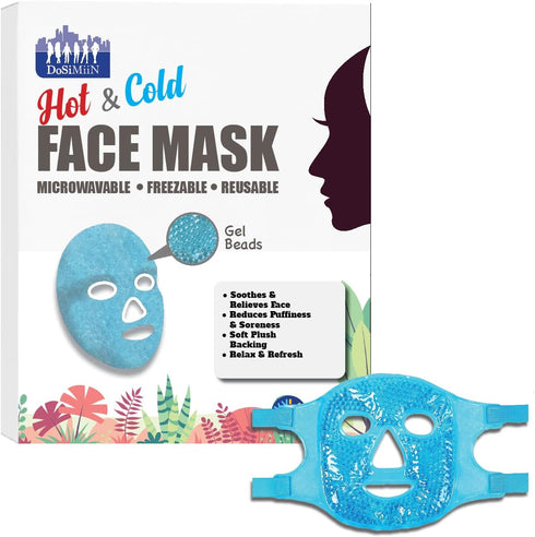 Face Gel Mask Cooling, Cold And Hot, Reduce Puffiness, Dark Circles, Swelling, Headache, Ice Pack Reusable, Skin Care, Therapy (Face Mask Blue)...