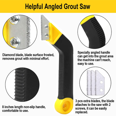 14pcs Grout Removal Tool, Caulking Removal Tools Tile Grout Saw and Grout Hand Saw with 3 Pieces Extra Blades, Tile Joint Cleaning Tool, Caulking ...